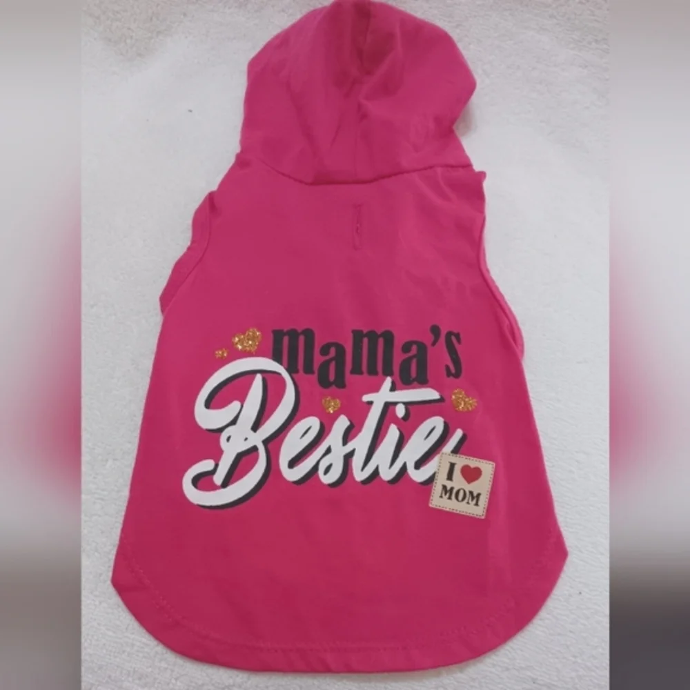 3/10 NEW Dog Shirt Mama's Bestie Hot Pink XS
